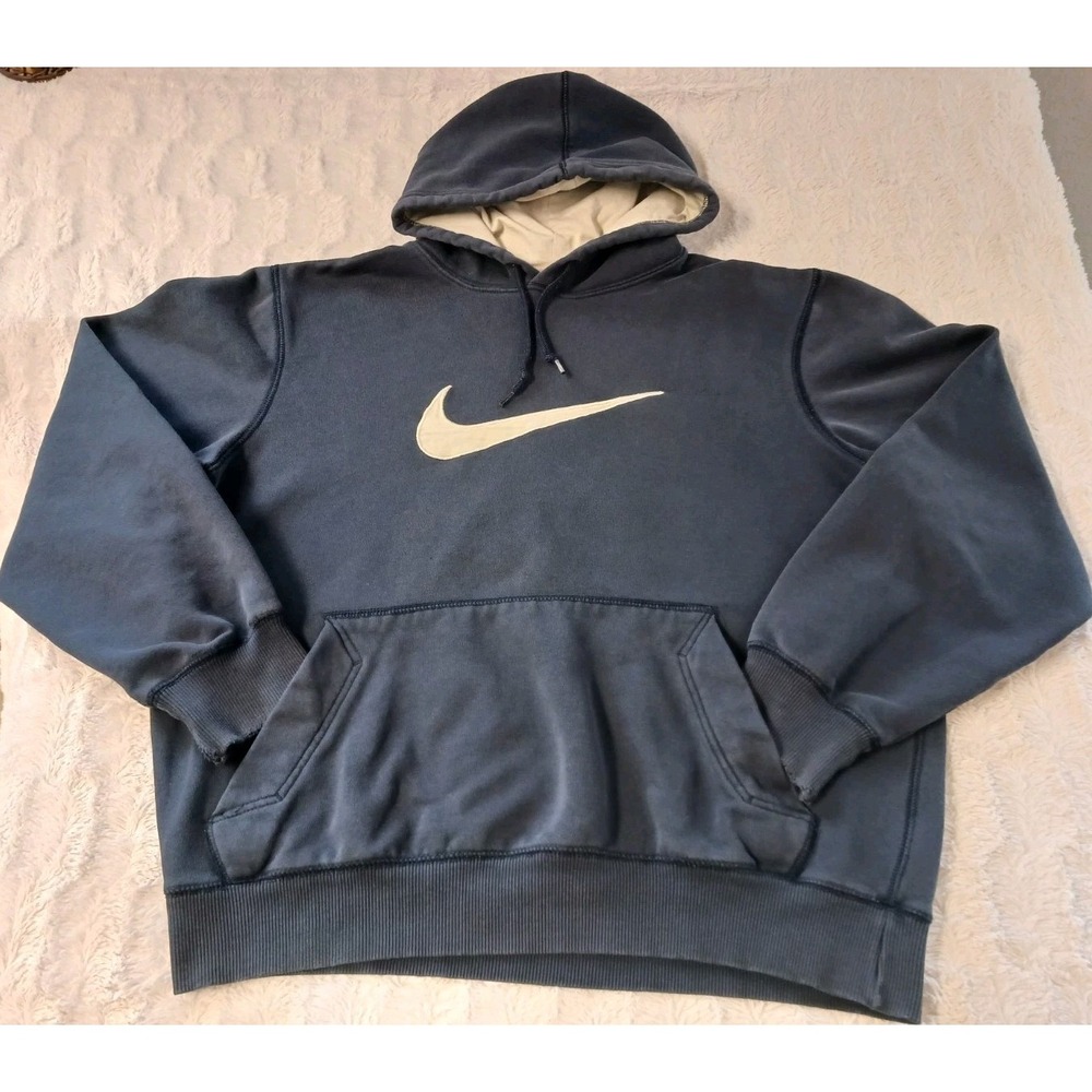 Vintage NIKE The Athletic Dept Center Swoosh Sweatshirt Hoodie Men's Medium Blue